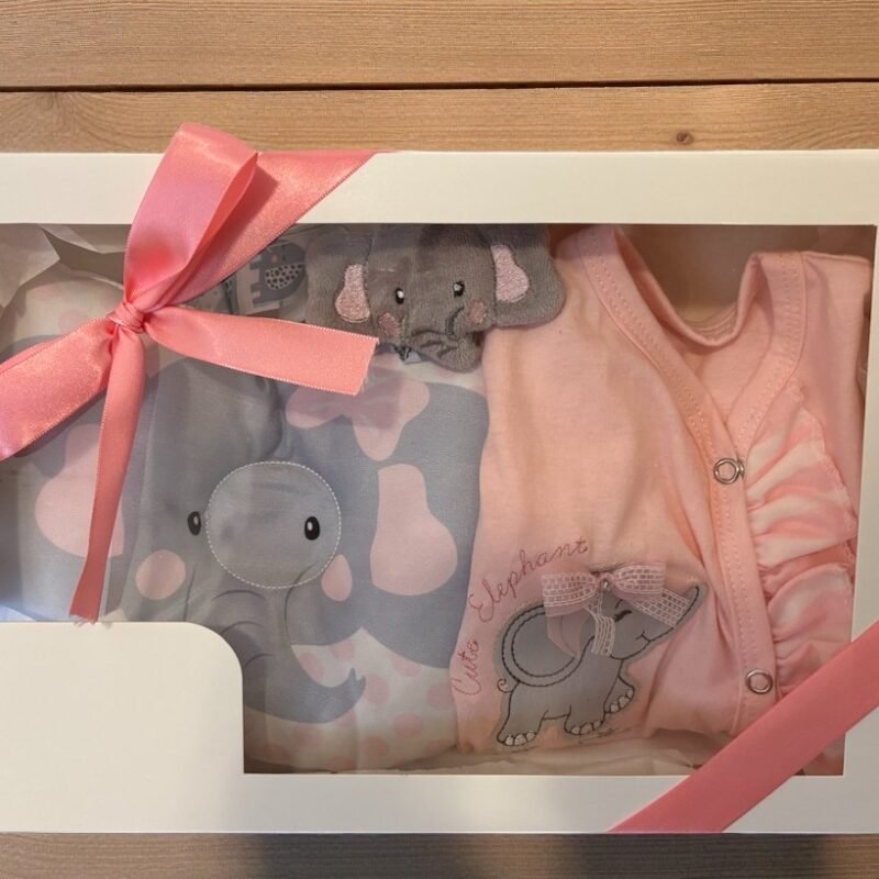 Presente Maternidade macacão longo de bebê elefantinha Rosa