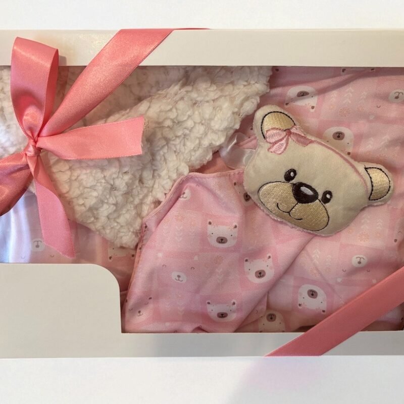 Presente Maternidade manta com naninha ursinha rosa