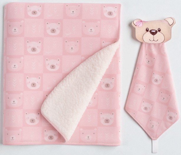Presente Maternidade manta com naninha ursinha rosa - Imagem 2
